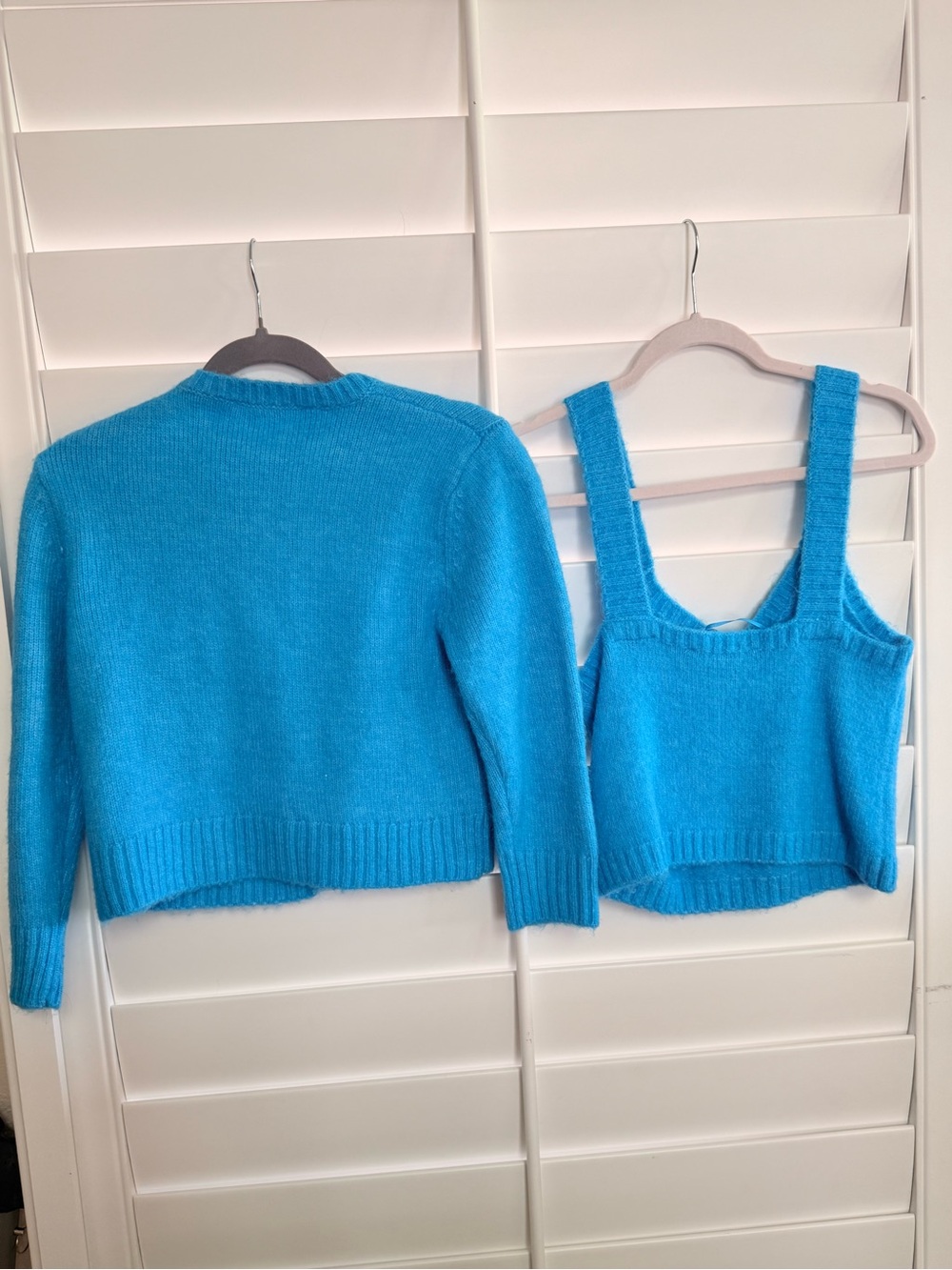Turquoise Blue Knit Tank and Sweater Set - Women's Two-Piece Sweater